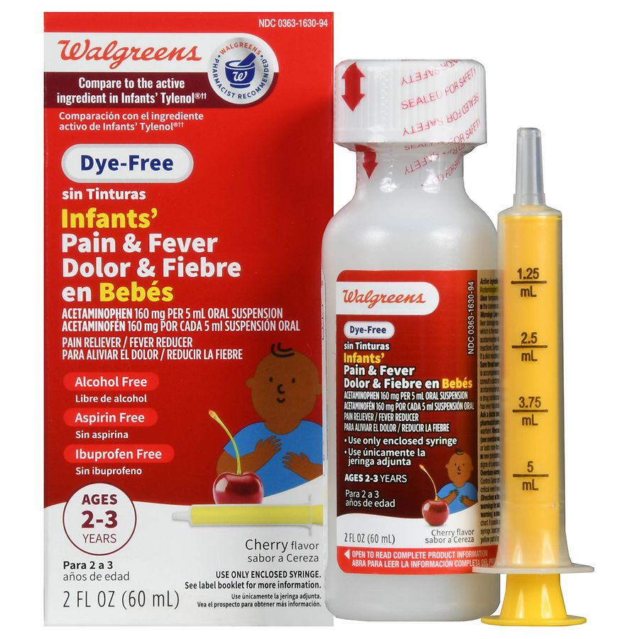 Walgreens Dye-Free Infants' Pain & Fever Oral Suspension Cherry