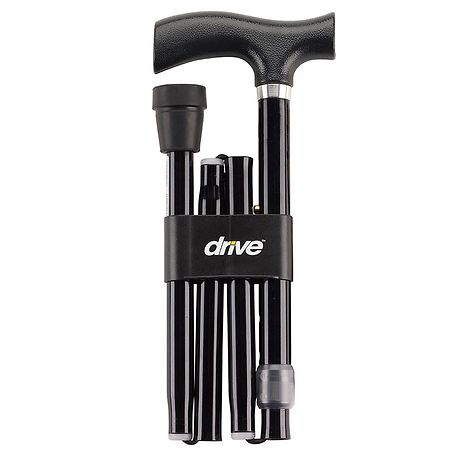 Drive Medical Heavy Duty Folding Cane Lightweight Adjustable with T Handle Black