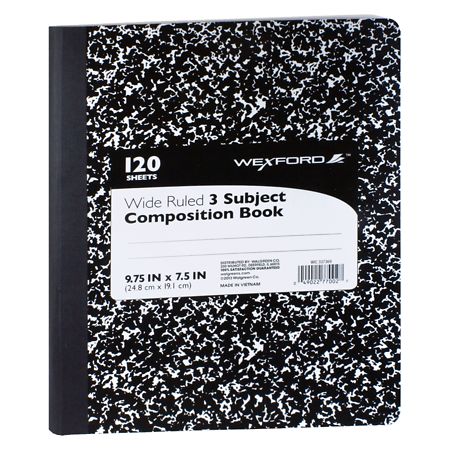 Wexford 3 Subject Composition Book Black/White