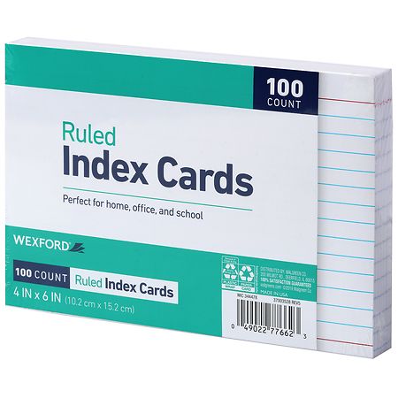 Index Card 4x 6 Ruled 100 count