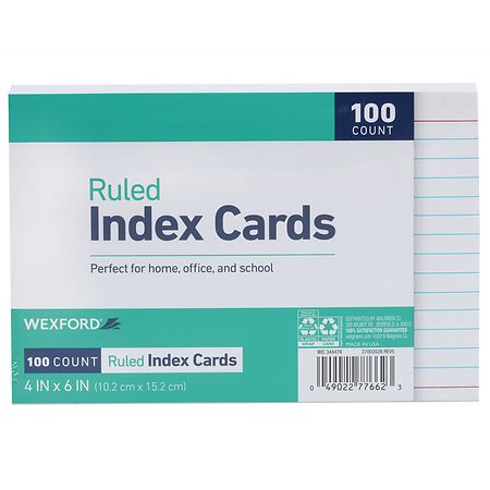 Wexford Ruled Index Cards 4 x 6 Inch White