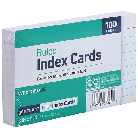 School Smart Ruled Index Cards, 3 X 5 Inches, White, Pack Of 100 