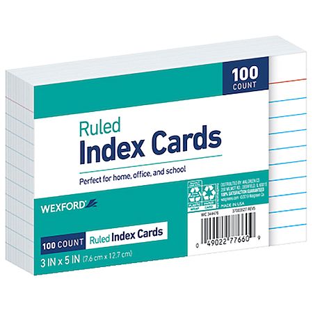 Wexford Index Cards 3 x 5 Inch White