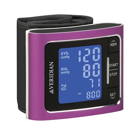 Veridian Healthcare Metallic Style Wrist Blood Pressure Monitor Pink