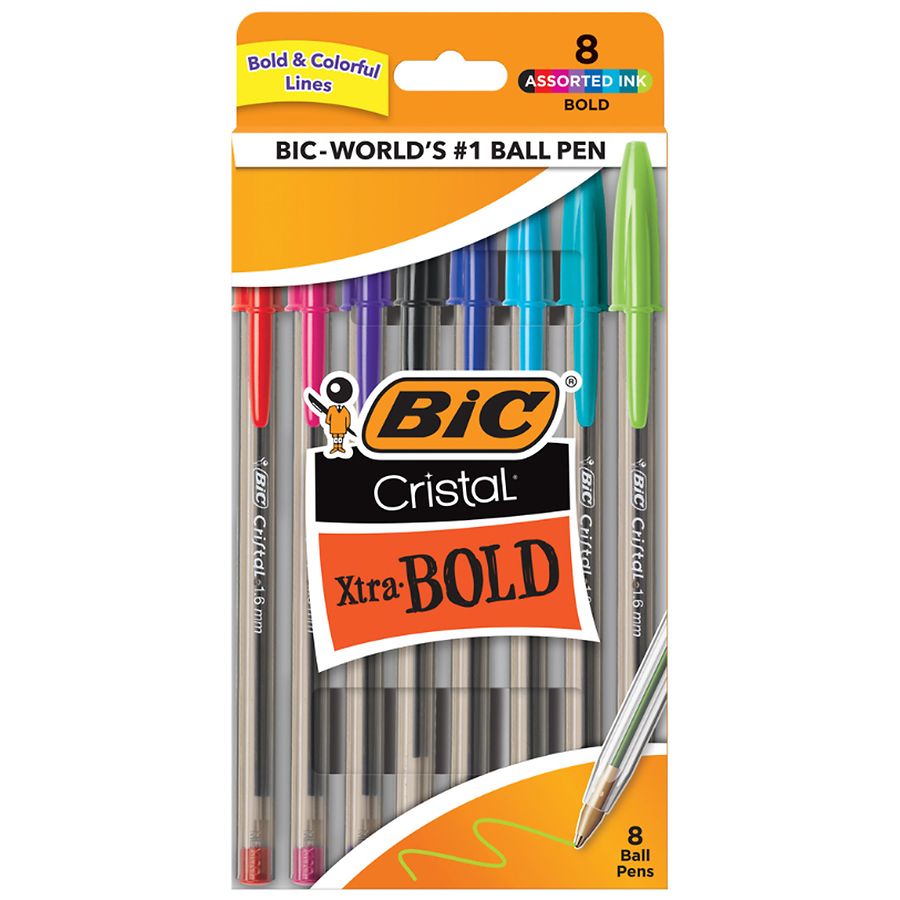 BIC Cristal Xtra Bold Ball Pen 8 pack 1.6MM Assorted: Laredo College