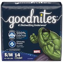 goodnites Boys' Nighttime Bedwetting Underwear S/M