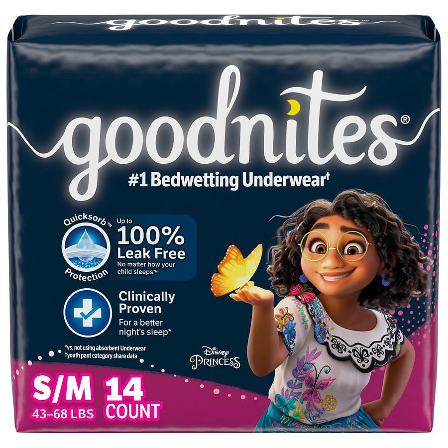 goodnites Girls' Nighttime Bedwetting Underwear S/M