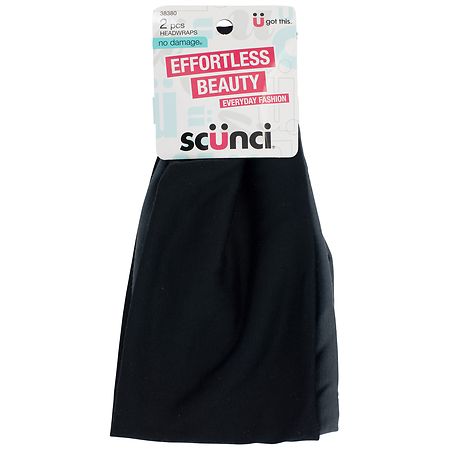 Scunci Extra Wide Stretchy Headwraps Black and Charcoal Grey