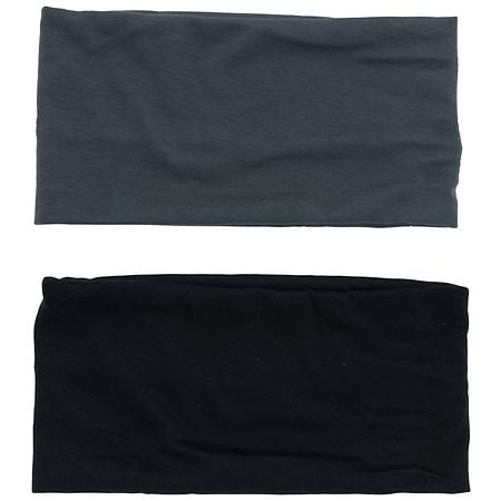 Scunci Extra Wide Stretchy Headwraps Black and Charcoal Grey