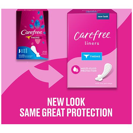 Carefree Thong Panty Liners, Unwrapped Unscented, Thong (49 ct