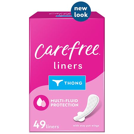 Carefree Thong Panty Liners, Unwrapped, Unscented, 196ct (4 Packs