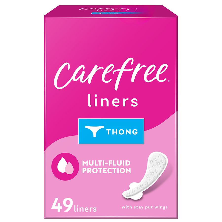 Carefree Acti-Fresh Thong Panty Liner Unscented, Regular, 49ct