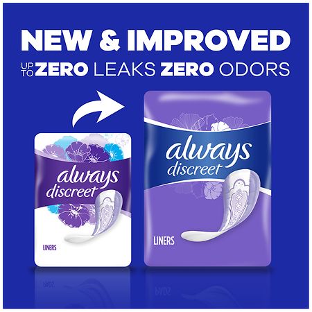 Always Discreet Incontinence Liners, Very Light Absorbency, Long Length 2 Very  Light Long