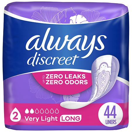 Always Discreet Incontinence Liners, Very Light Absorbency, Long Length 2 Very Light Long