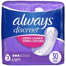 Always Discreet Adult Incontinence Pads for Women, Regular