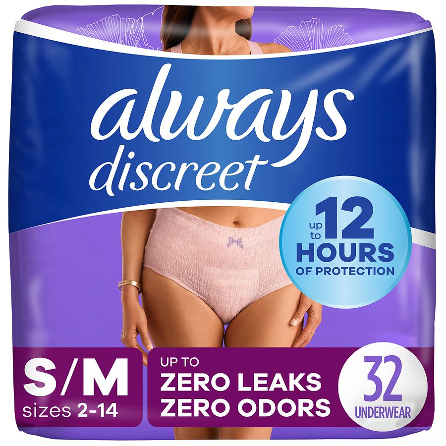 Always Discreet Adult Incontinence Underwear for Women and Postpartum  Underwear S/M (32 ct)
