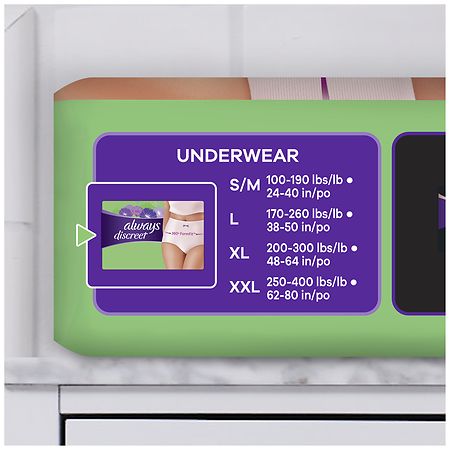 Always Discreet Incontinence & Postpartum Incontinence Underwear for Women,  Small/Medium, Maximum Protection, Disposable (32 Count, Pack of 2-64 Count  Total) 