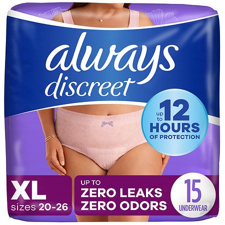 Always Discreet Adult Incontinence Underwear for Women and Postpartum  Underwear XL (15 ct)