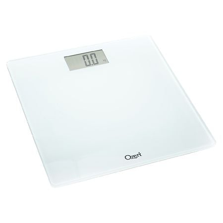 Ozeri Precision Bath Scale in Tempered Glass with Pet Tare and Step-on Activation up to 400 lbs White