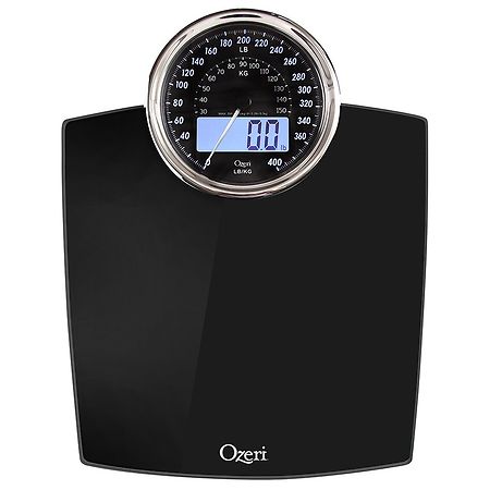 Ozeri Rev Digital Bathroom Scale with Electro-Mechanical Weight Dial Black