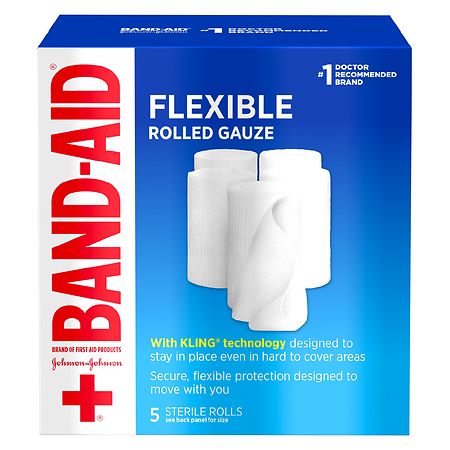 UPC 381371161409 product image for Band-Aid First Aid Flexible Rolled Gauze, 3 In X 2.1 Yd Medium - 5.0 ea | upcitemdb.com