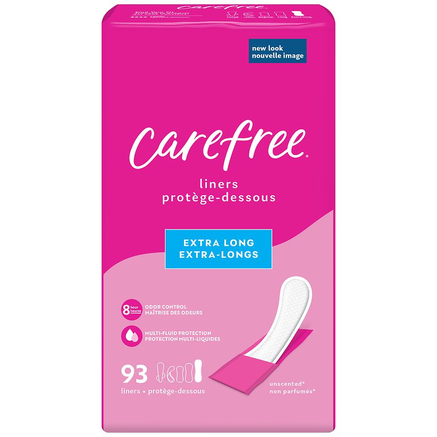 Carefree Body Shape Extra Long Wrapped Panty Liners Unscented, Extra Long