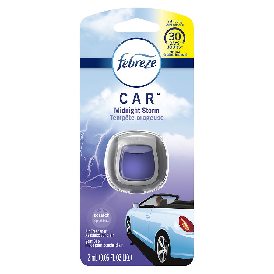 Febreze Car Odor-Fighting Air Freshener Vent Clip, Midnight Storm