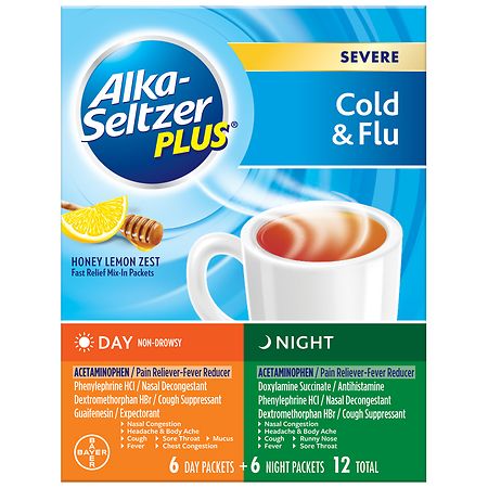Alka-Seltzer Plus Severe Cold & Flu Packets Honey Lemon Zest