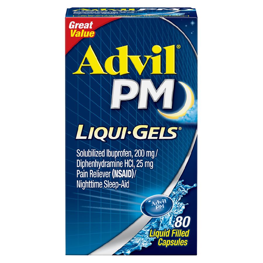 Advil PM Liqui-Gels Pain Reliever & Nighttime Sleep Aid Ibuprofen