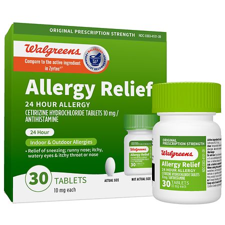 Walgreens Allergy Relief Cetirizine Hydrochloride Tablets, 10 mg