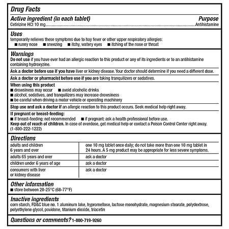 Walgreens Allergy Relief Cetirizine Hydrochloride Tablets, 10 mg