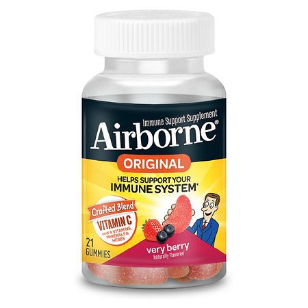 Airborne Immune Support Gummies with Vitamin C, E, Zinc, Echinacea and Ginger Very Berry
