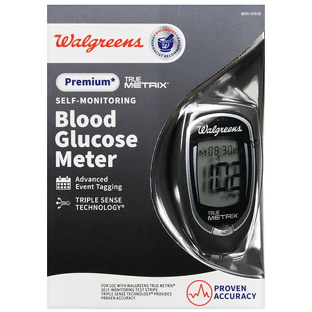Walgreens Premium True Metrix Self-Monitoring Blood Glucose Meter Black