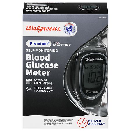 Walgreens Premium True Metrix Self-Monitoring Blood Glucose Meter Black