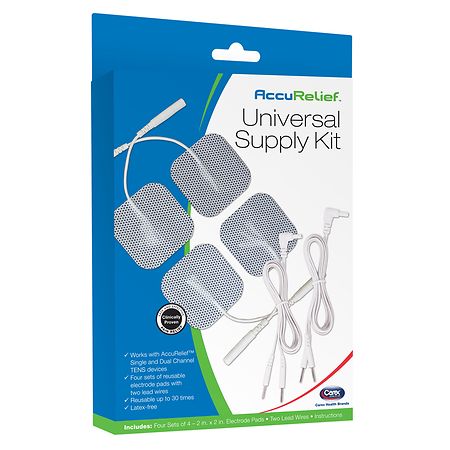 AccuRelief Universal Supply Kit 4x4 Pack of Electrodes and 2 Lead
