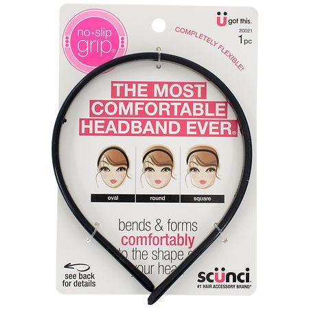 Scunci No-Slip Grip Thin & Bendable Headband Black