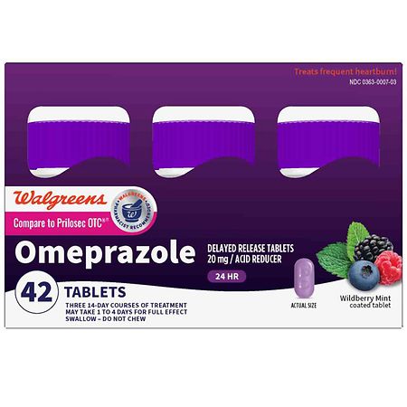 Walgreens Omeprazole Delayed Release Coated Tablets 20 mg Wildberry Mint