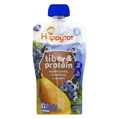 Happy Tots Fiber & Protein Fruit & Veggie Blend Pear, Blueberry & Spinach