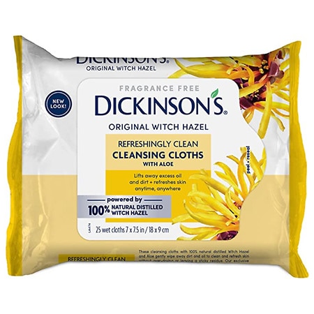 Dickinson s Original Refreshingly Clean Daily Cleansing Cloths  Witch Hazel and Aloe  25 Count 4 pack 