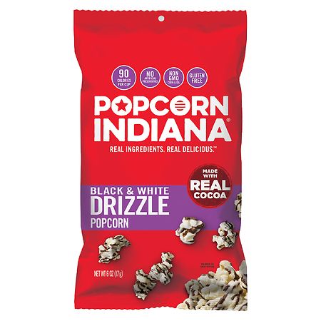 Popcorn, Indiana Black & White Drizzle Popcorn Black & White Drizzled