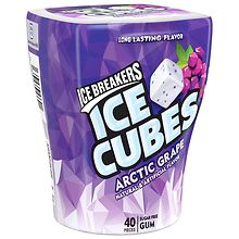 ICE BREAKERS Ice Cubes Arctic Grape Sugar Free Chewing Gum, Bottle ...