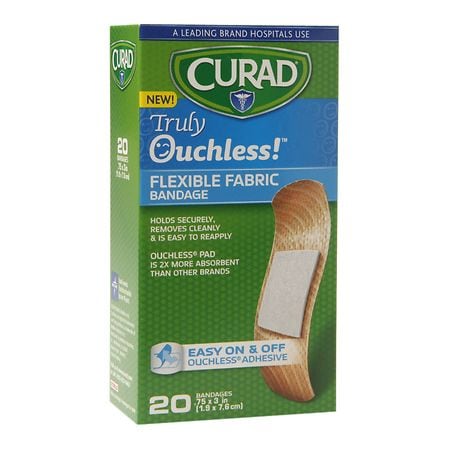 Curad Truly Ouchless Flexible Fabric Bandage .75 x 3 inch (1.9 x 7.6 cm)