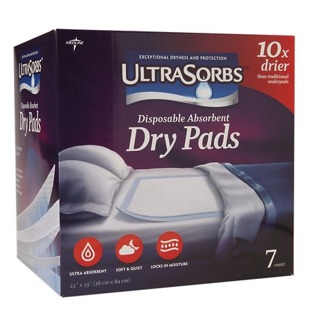 Medline Ultrasorbs Disposable Dry Pads 23 x 36 Inches