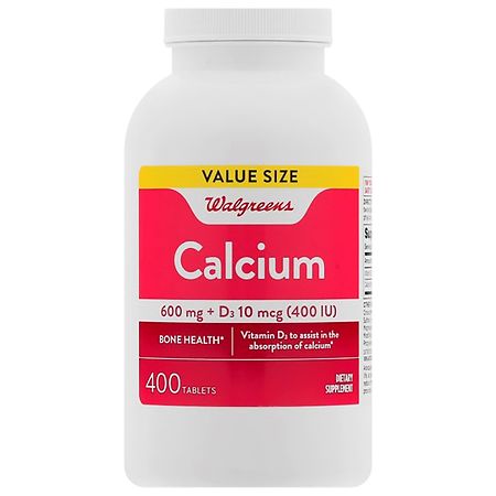 Walgreens Calcium 600 mg + D3 400 IU Tablets
