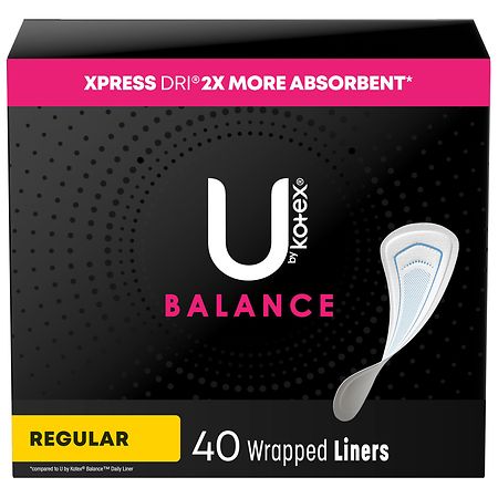 U by Kotex Wrapped Panty Liners Unscented, Regular Length