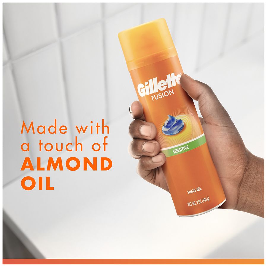 Gillette Sensitive Shaving Gel for Men, For Smooth Skin Almond Oil