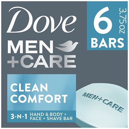 Dove Men Care Body + Face Bar Soap, Clean Comfort Mild Formula, 3.51 oz  (100g) - 4 Bars4