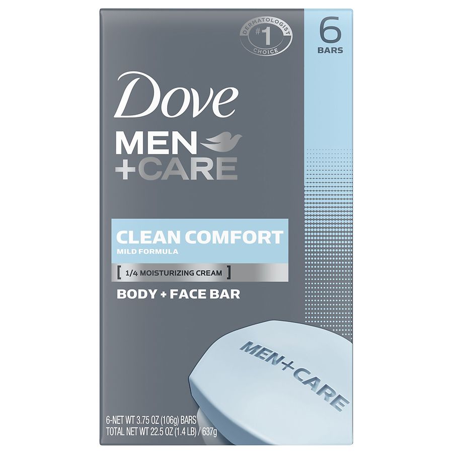 Dove Men+Care Charcoal + Clay Body and Face Bar, 6 ct / 3.75 oz
