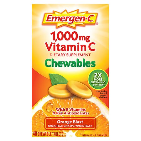 Emergen-C Immune Support Chewable Tablet with 1000 mg Vitamin C & B Vitamins Orange Blast