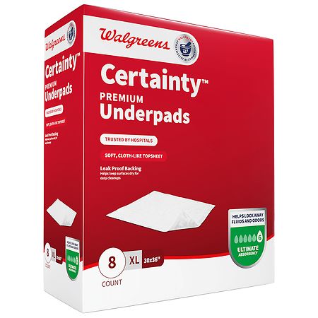 Walgreens Certainty Premium Underpads, Day & Night Protection